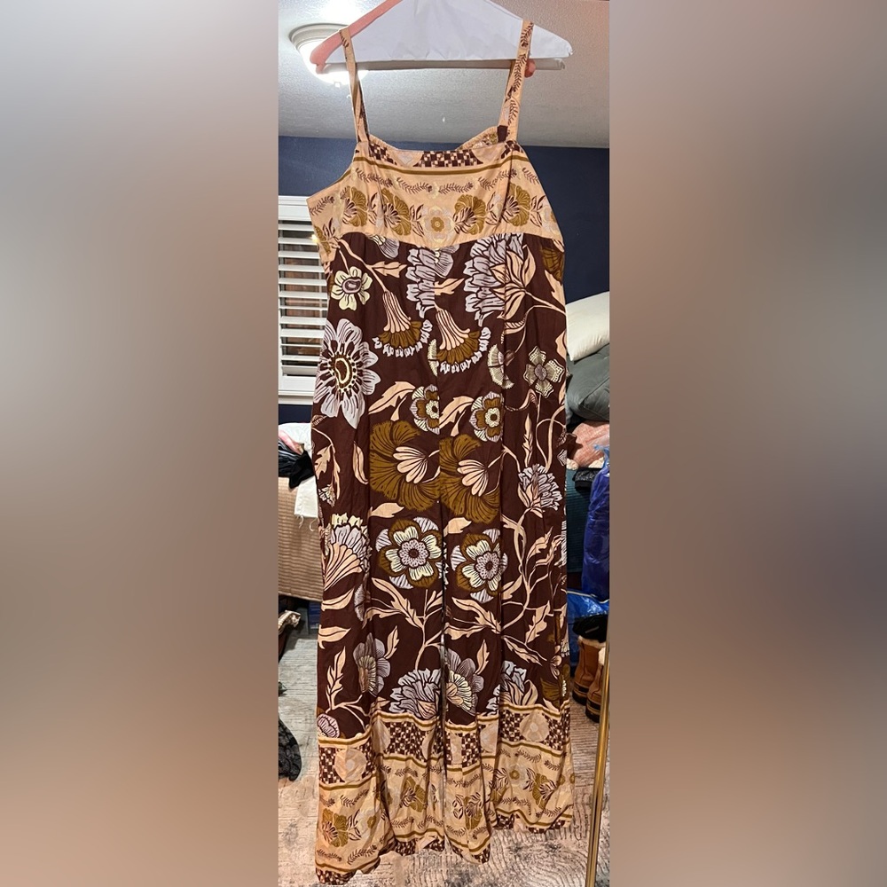 Free People Brown and Cream Floral Jumpsuit - Picture 4 of 7
